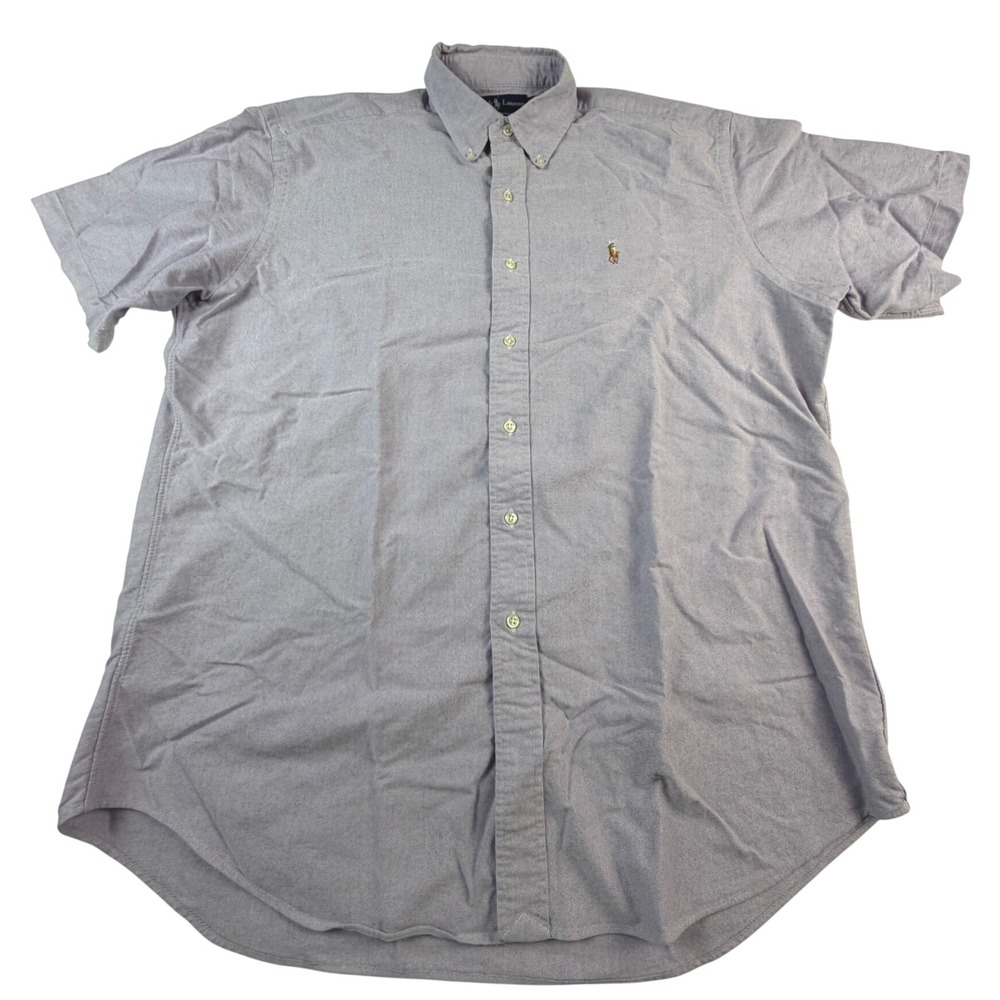 Polo Ralph Lauren Mens XL Short Sleeve Oxford Button Down Shirt Purple Pony Logo